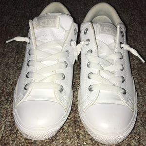 junior white leather converse